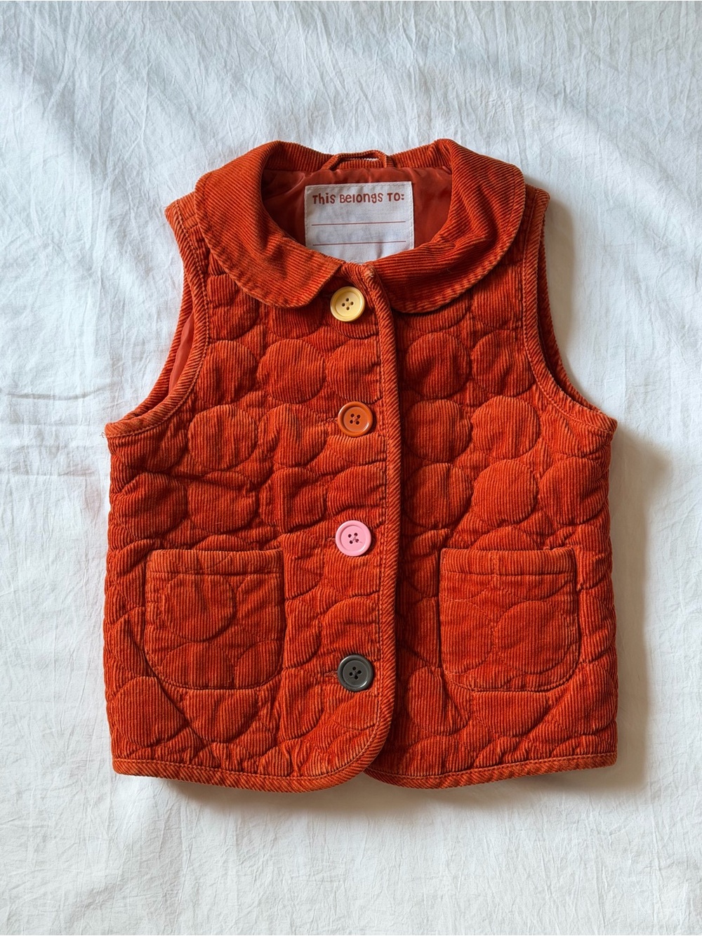 Gymboree 2008 Quilted Corduroy Vest Rust Orange Girls 5-6 Y2K